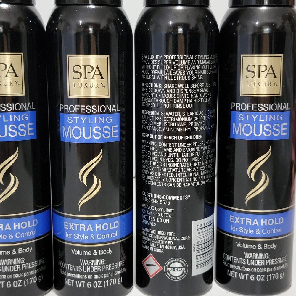 Spa Luxury Professional Styling Mousse Extra Hold Volume & Body 6oz 4 Pack - Picture 2 of 3